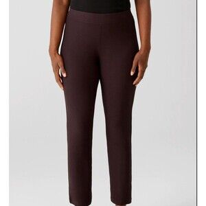 EILEEN FISHER Pants XS Washable Stretch Crepe Slim Ankle Pull On Brown